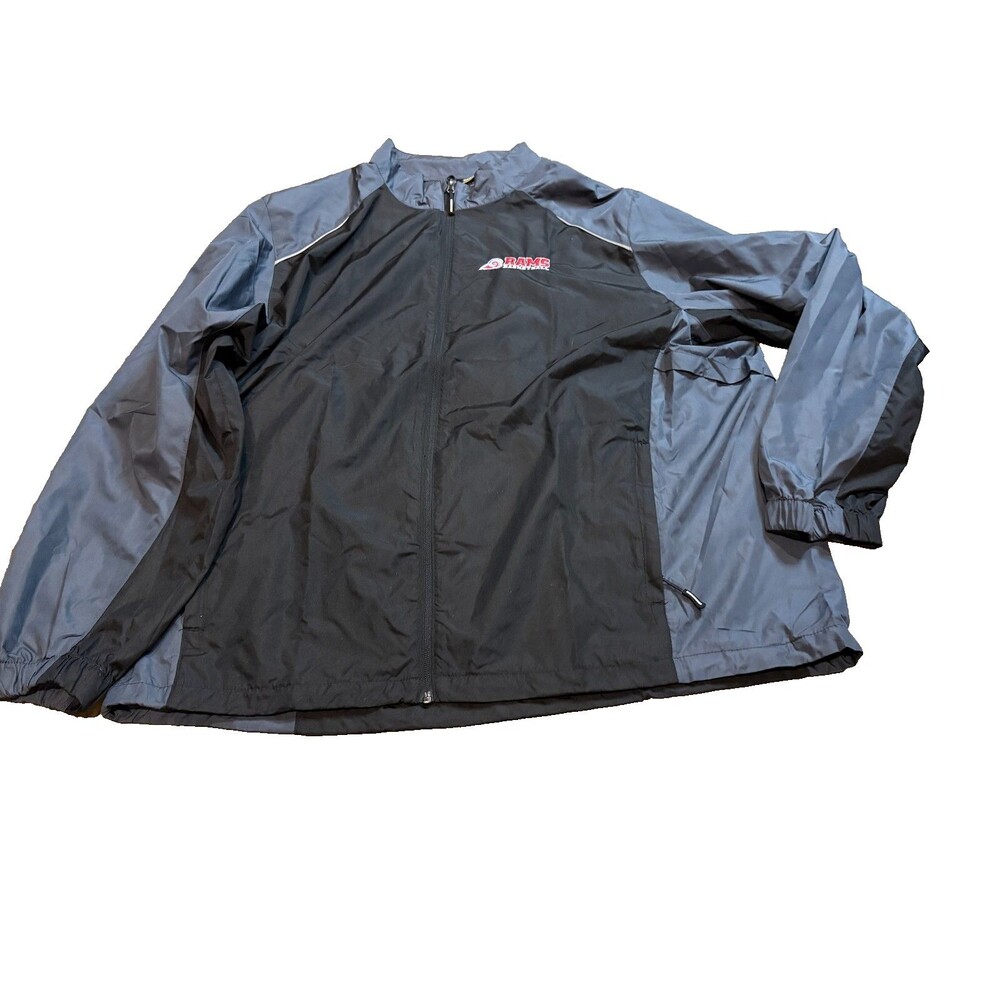 Rams Basketbll Windbreaker Jacket Men’s XXL Black Gray Full Zip